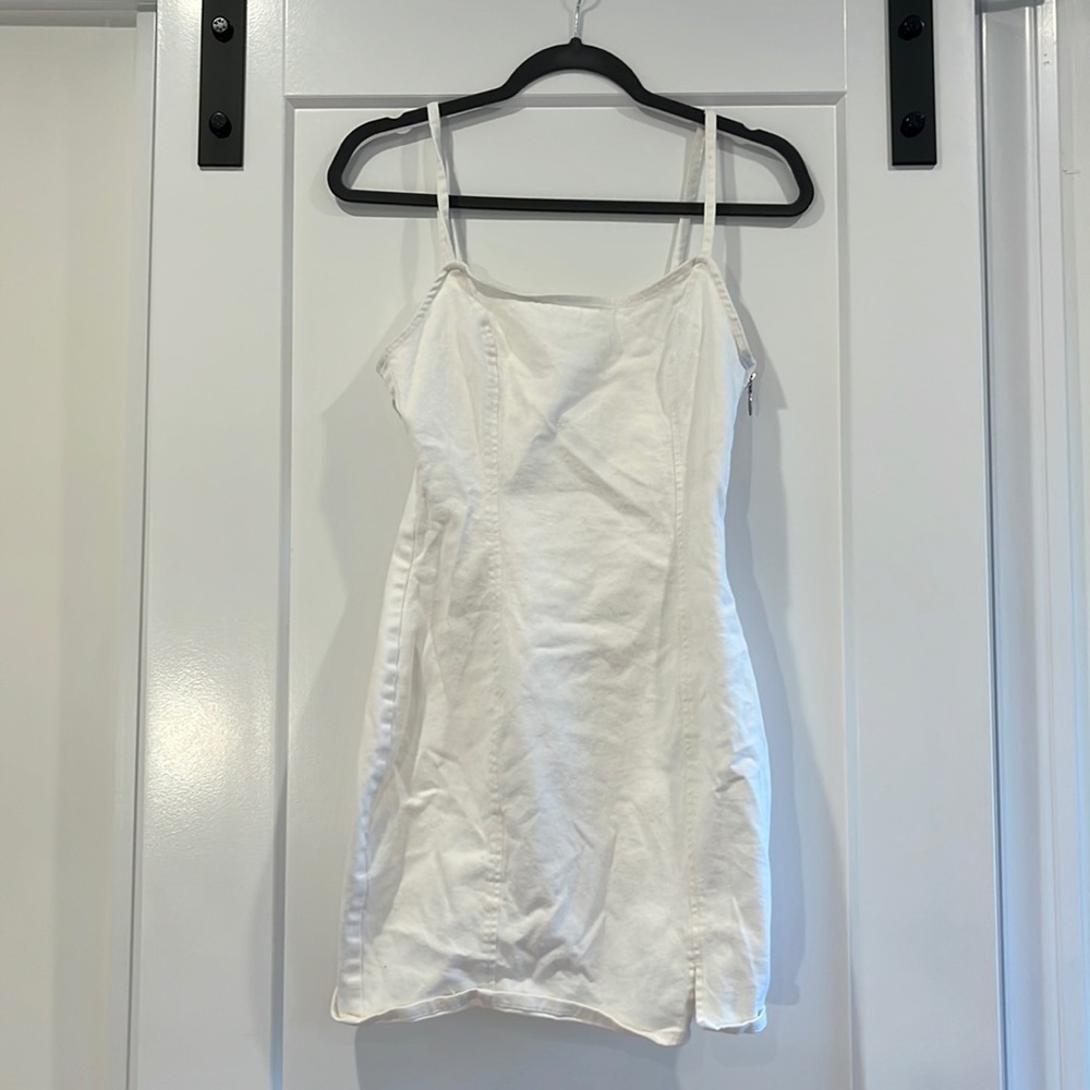h&m denim white dress